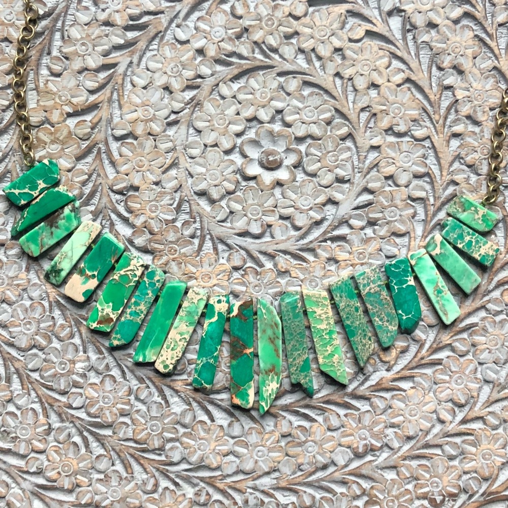 Green Stone Statement Necklace